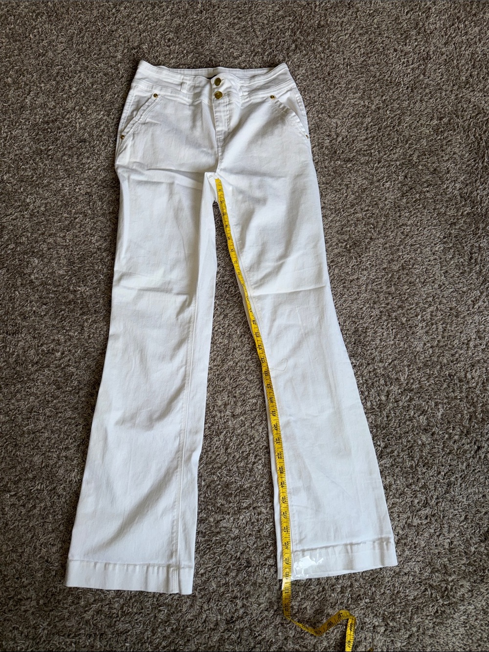 White Boot Cut Women's Pants with Clean Finish